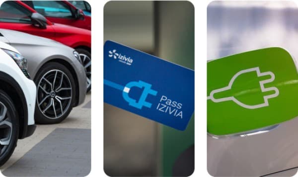 voiture pass izivia et logo borne